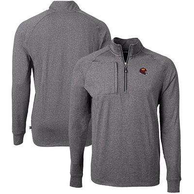 Men's Cutter & Buck Heather Black Washington Commanders Big Tall Adapt Eco Raglan Quarter-Zip Jacket