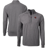 Men's Cutter & Buck Heather Black Washington Commanders Big Tall Adapt Eco Raglan Quarter-Zip Jacket