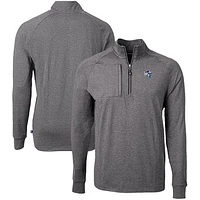 Men's Cutter & Buck Heather Black Buffalo Bills Big Tall Adapt Eco Raglan Quarter-Zip Jacket