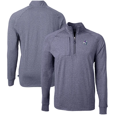 Men's Cutter & Buck Heather Navy Buffalo Bills Big Tall Adapt Eco Raglan Quarter-Zip Jacket