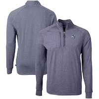 Men's Cutter & Buck Heather Navy Buffalo Bills Big Tall Adapt Eco Raglan Quarter-Zip Jacket