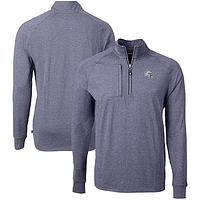 Men's Cutter & Buck Heather Navy Los Angeles Chargers Big Tall Adapt Eco Raglan Quarter-Zip Jacket