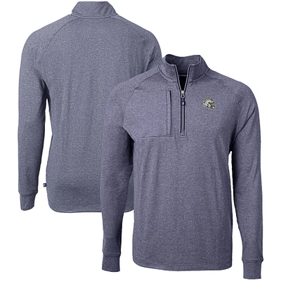 Men's Cutter & Buck Heather Navy Los Angeles Chargers Big Tall Adapt Eco Raglan Quarter-Zip Jacket