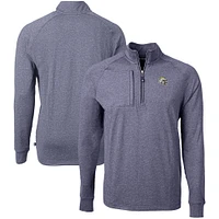Men's Cutter & Buck Heather Navy Los Angeles Chargers Big Tall Adapt Eco Raglan Quarter-Zip Jacket