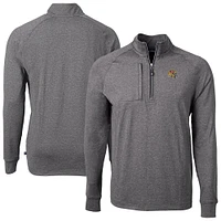 Men's Cutter & Buck Heather Black San Francisco 49ers Big Tall Adapt Eco Raglan Quarter-Zip Jacket