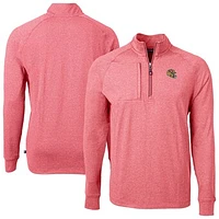 Men's Cutter & Buck Heather Scarlet San Francisco 49ers Big Tall Adapt Eco Raglan Quarter-Zip Jacket