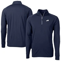 Men's Cutter & Buck Navy Buffalo Bills Big Tall Adapt Eco DryTec Raglan Quarter-Zip Jacket