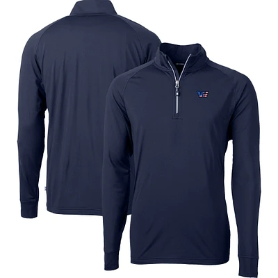 Men's Cutter & Buck Navy Washington Commanders Big Tall Americana Adapt Eco DryTec Raglan Quarter-Zip Jacket