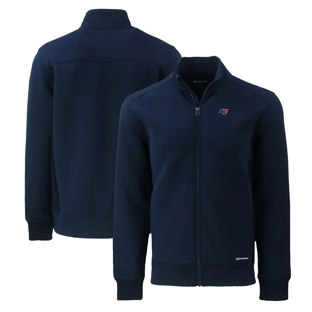 Men's Cutter & Buck Navy Tampa Bay Buccaneers Big Tall Americana Roam Eco Recycled Full-Zip Jacket