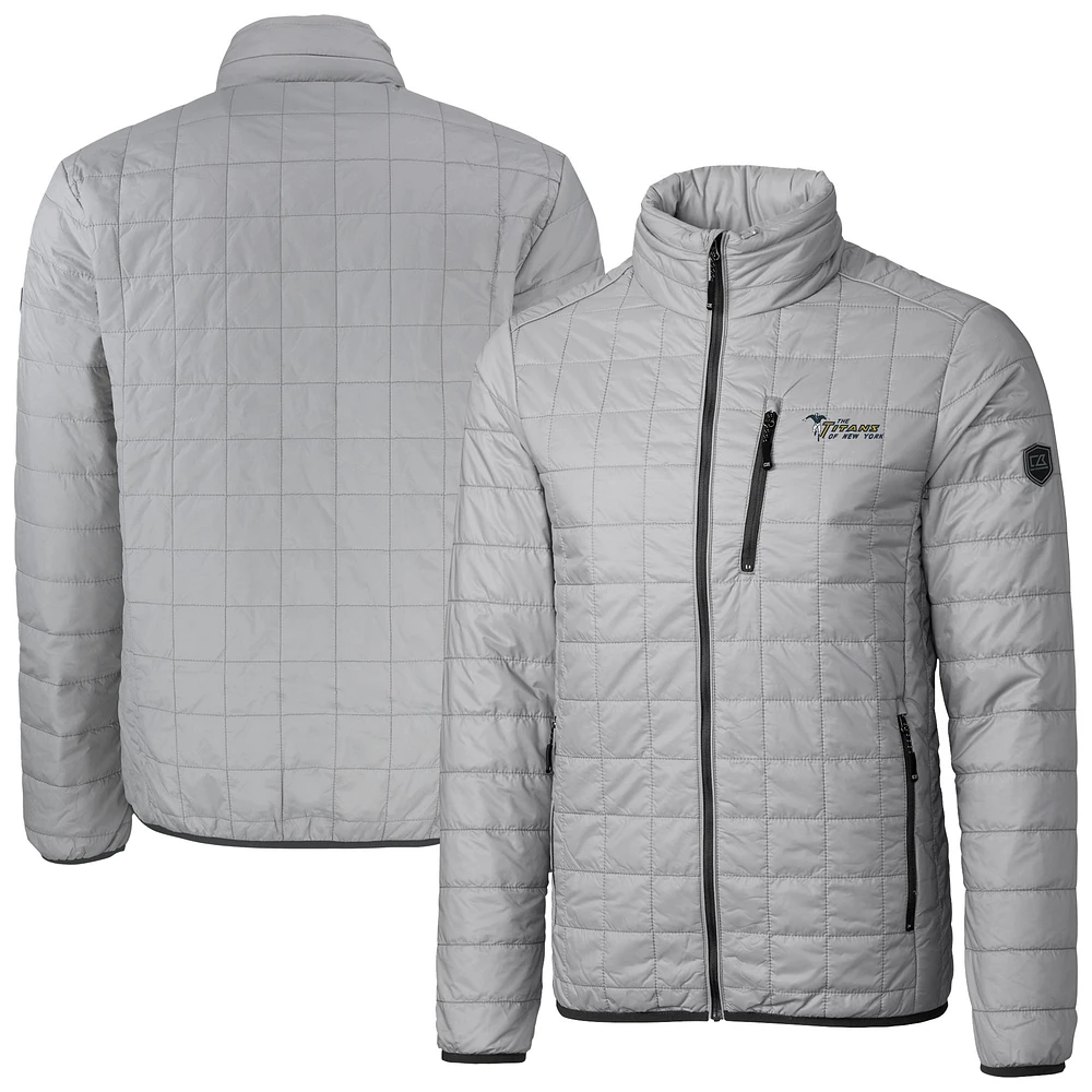 Men's Cutter & Buck Gray New York Titans Big Tall Gridiron Classics Rainier PrimaLoft Eco Insulated Full-Zip Puffer Jacket