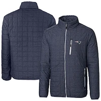 Men's Cutter & Buck  Navy New England Patriots Big Tall Rainier PrimaLoft Eco Insulated Full-Zip Hoodie Puffer Jacket