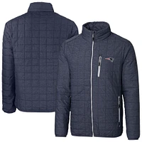 Men's Cutter & Buck  Navy New England Patriots Big Tall Rainier PrimaLoft Eco Insulated Full-Zip Hoodie Puffer Jacket