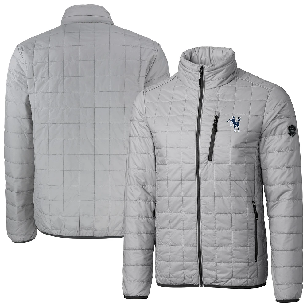 Men's Cutter & Buck Gray Indianapolis Colts Big Tall Rainier PrimaLoft Eco Insulated Full-Zip Puffer Jacket