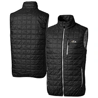 Men's Cutter & Buck Black Baltimore Ravens Big Tall Rainier PrimaLoft Eco Insulated Full-Zip Puffer Vest