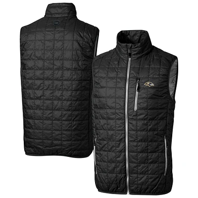 Men's Cutter & Buck Black Baltimore Ravens Big Tall Rainier PrimaLoft Eco Insulated Full-Zip Puffer Vest