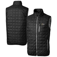 Men's Cutter & Buck Black Baltimore Ravens Big Tall Rainier PrimaLoft Eco Insulated Full-Zip Puffer Vest