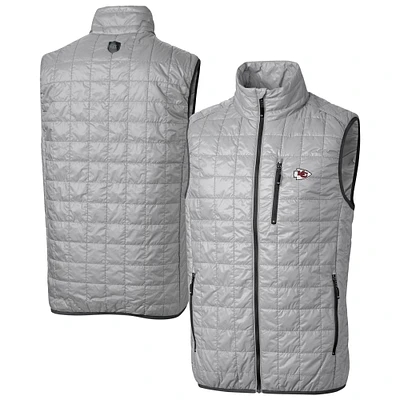 Men's Cutter & Buck Gray Kansas City Chiefs Big Tall Rainier PrimaLoft Eco Insulated Full-Zip Puffer Vest