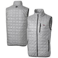 Men's Cutter & Buck Gray Kansas City Chiefs Big Tall Rainier PrimaLoft Eco Insulated Full-Zip Puffer Vest