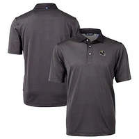 Men's Cutter & Buck Black Jacksonville Jaguars Big Tall Virtue Eco Pique Micro Stripe DryTec Tri-Blend Recycled Polo