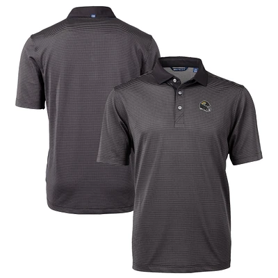 Men's Cutter & Buck Black Jacksonville Jaguars Big Tall Virtue Eco Pique Micro Stripe DryTec Tri-Blend Recycled Polo
