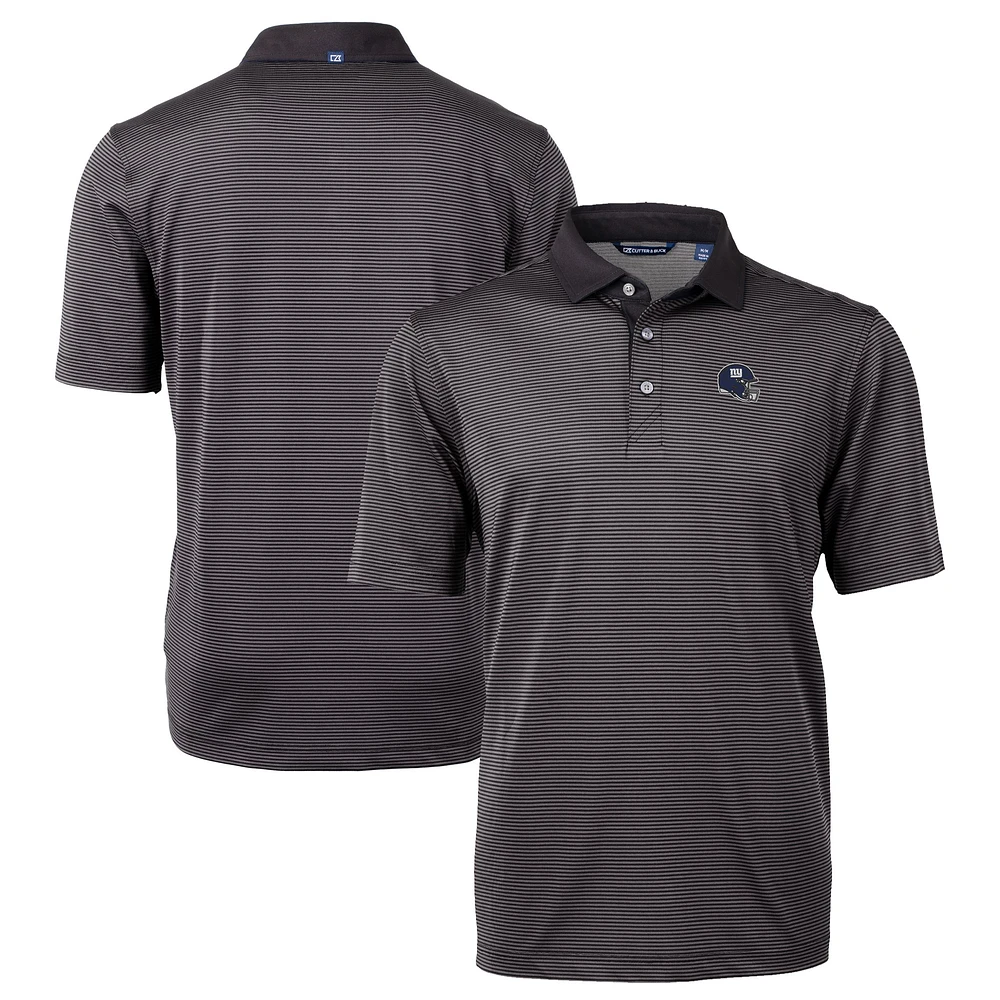 Men's Cutter & Buck Black New York Giants Big Tall Virtue Eco Pique Micro Stripe Recycled Polo