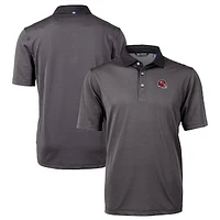 Men's Cutter & Buck Black Kansas City Chiefs Big Tall Virtue Eco Pique Micro Stripe DryTec Tri-Blend Recycled Polo
