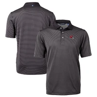 Men's Cutter & Buck Black Kansas City Chiefs Big Tall Virtue Eco Pique Micro Stripe DryTec Tri-Blend Recycled Polo