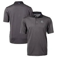 Men's Cutter & Buck Black Las Vegas Raiders Big Tall Virtue Eco Pique Micro Stripe DryTec Tri-Blend Recycled Polo