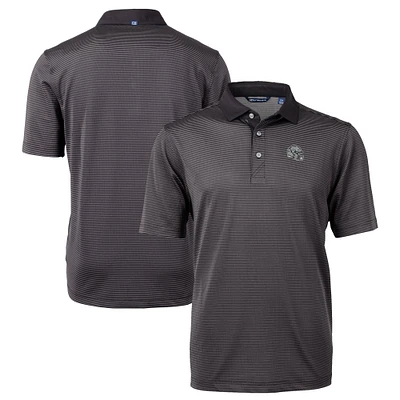 Men's Cutter & Buck Black Las Vegas Raiders Big Tall Virtue Eco Pique Micro Stripe DryTec Tri-Blend Recycled Polo