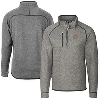 Men's Cutter & Buck Heather Gray Chicago Bears Big Tall Mainsail Sweater-Knit Half-Zip Jacket