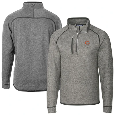 Men's Cutter & Buck Heather Gray Chicago Bears Big Tall Mainsail Sweater-Knit Half-Zip Jacket