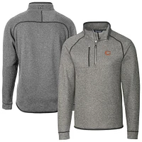 Men's Cutter & Buck Heather Gray Chicago Bears Big Tall Mainsail Sweater-Knit Half-Zip Jacket