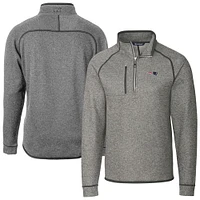 Men's Cutter & Buck Heather Gray New England Patriots Big Tall Mainsail Sweater-Knit Half-Zip Jacket