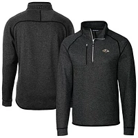 Men's Cutter & Buck Heather Charcoal Baltimore Ravens Big Tall Mainsail Sweater-Knit Half-Zip Jacket