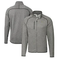 Men's Cutter & Buck Heather Gray Los Angeles Chargers Big Tall Mainsail Sweater-Knit Full-Zip Jacket