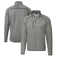 Men's Cutter & Buck Heather Gray Los Angeles Chargers Big Tall Mainsail Sweater-Knit Full-Zip Jacket