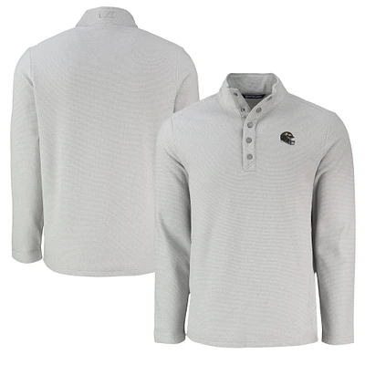 Men's Cutter & Buck Gray Baltimore Ravens Hunts Point Eco Textured Fleece Recycled Half-Snap Sweatshirt