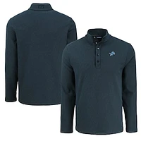 Men's Cutter & Buck Detroit Lions Hunts Point Eco Textured Fleece Recycled Half-Snap Sweatshirt