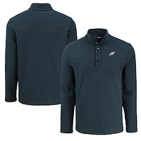 Men's Cutter & Buck Philadelphia Eagles Hunts Point Eco Textured Fleece Recycled Half-Snap Sweatshirt