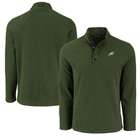 Men's Cutter & Buck Green Philadelphia Eagles Hunts Point Eco Textured Fleece Recycled Half-Snap Sweatshirt