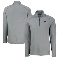 Men's Cutter & Buck Heather Buffalo Bills Peshastin Eco Fleece Tri-Blend Raglan Recycled Quarter-Zip Jacket
