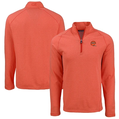 Men's Cutter & Buck Heather Cincinnati Bengals Peshastin Eco Fleece Tri-Blend Raglan Recycled Quarter-Zip Jacket