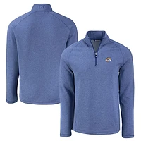 Men's Cutter & Buck Heather Royal Los Angeles Rams Peshastin Eco Fleece Tri-Blend Raglan Recycled Quarter-Zip Jacket