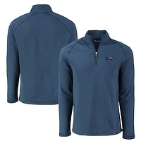 Men's Cutter & Buck  Heather Navy Philadelphia Eagles Peshastin Eco Fleece Tri-Blend Raglan Recycled Quarter-Zip Jacket