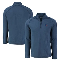 Men's Cutter & Buck Heather Navy Tennessee Titans Peshastin Eco Fleece Tri-Blend Raglan Recycled Quarter-Zip Jacket