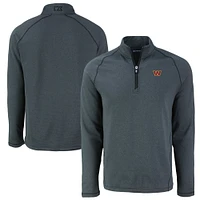 Men's Cutter & Buck  Heather Black Washington Commanders Peshastin Eco Fleece Tri-Blend Raglan Recycled Quarter-Zip Jacket