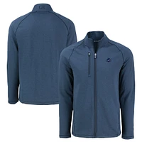 Men's Cutter & Buck  Heather Navy Miami Dolphins Peshastin Eco Fleece Recycled Raglan Tri-Blend Full-Zip Jacket