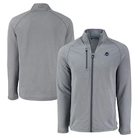Men's Cutter & Buck Heather Miami Dolphins Peshastin Eco Fleece Recycled Raglan Tri-Blend Full-Zip Jacket