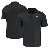 Men's Cutter & Buck Black Tampa Bay Buccaneers Pike Eco Shadow Check Print Recycled Polo