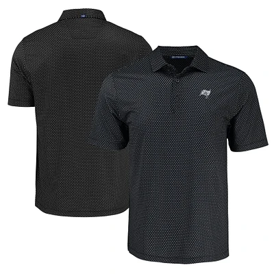 Men's Cutter & Buck Black Tampa Bay Buccaneers Pike Eco Shadow Check Print Recycled Polo